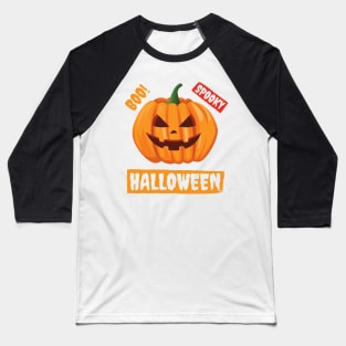 Boo! Spooky Halloween Pumpkin Face Baseball T-Shirt